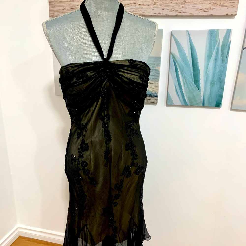 Scala Black and Tan formal cocktail dress in a large